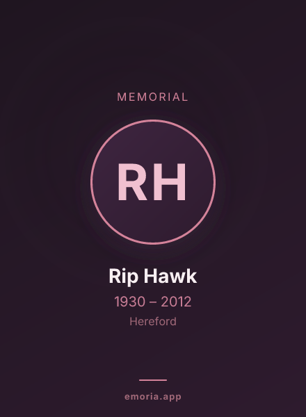 Memorial portrait of Rip Hawk