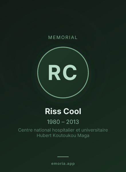 Memorial portrait of Riss Cool