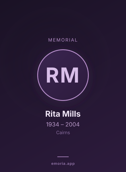 Memorial portrait of Rita Mills