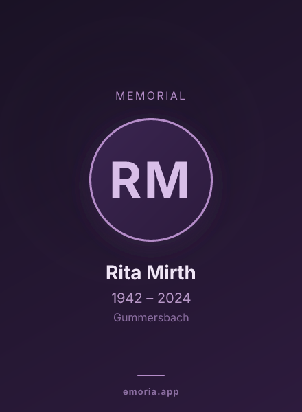 Memorial portrait of Rita Mirth