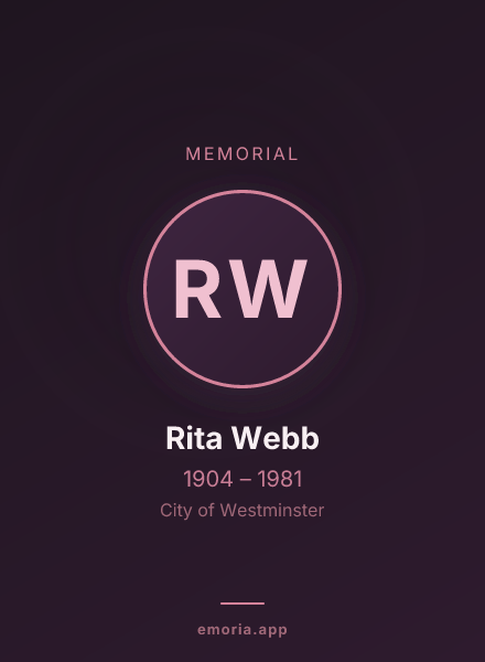 Memorial portrait of Rita Webb
