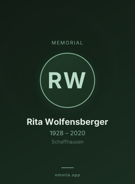 Memorial portrait of Rita Wolfensberger