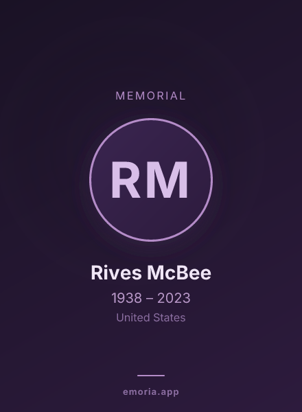 Memorial portrait of Rives McBee