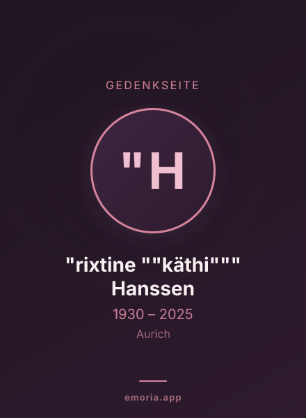 Gedenkportrait von "rixtine ""käthi""" Hanssen