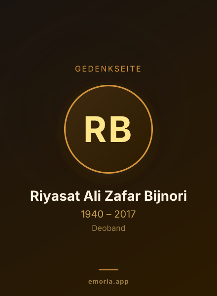 Gedenkportrait von Riyasat Ali Zafar Bijnori
