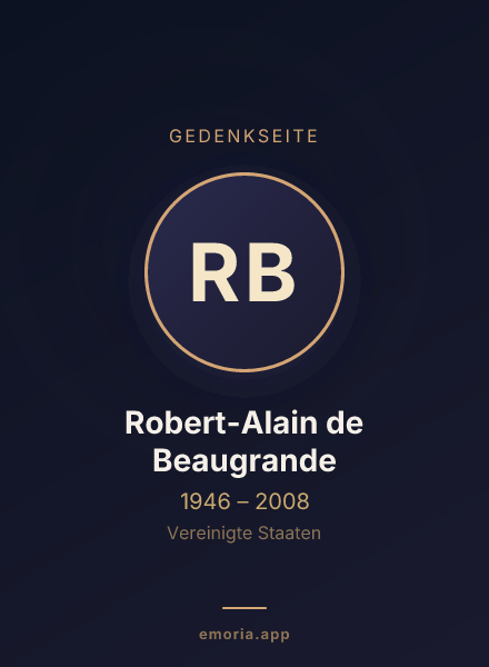Gedenkportrait von Robert-Alain de Beaugrande