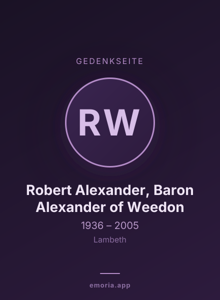 Gedenkportrait von Robert Alexander, Baron Alexander of Weedon