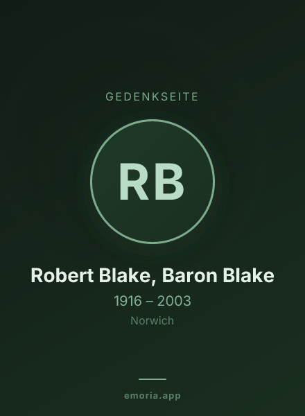 Gedenkportrait von Robert Blake, Baron Blake