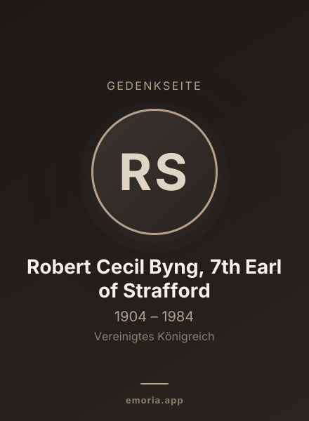 Gedenkportrait von Robert Cecil Byng, 7th Earl of Strafford