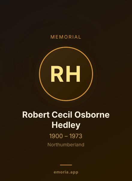 Memorial portrait of Robert Cecil Osborne Hedley