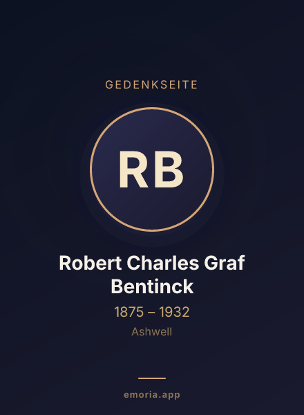 Gedenkportrait von Robert Charles Graf Bentinck