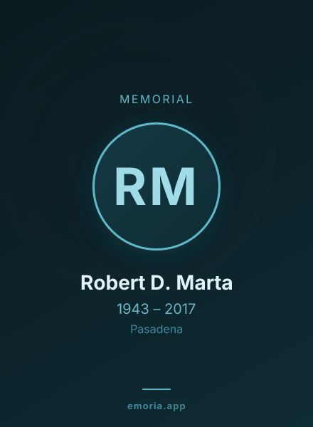 Memorial portrait of Robert D. Marta