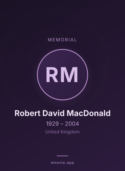 Memorial portrait of Robert David MacDonald