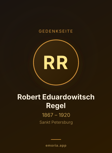 Gedenkportrait von Robert Eduardowitsch Regel