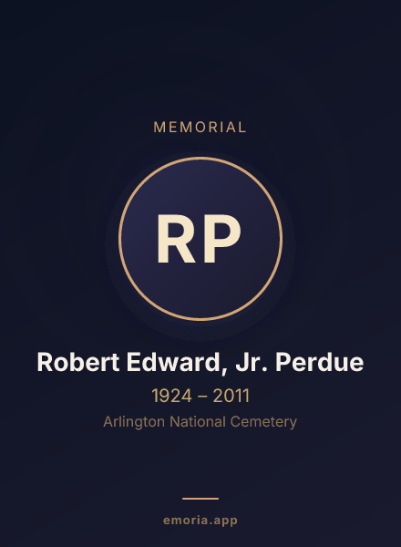 Memorial portrait of Robert Edward, Jr. Perdue