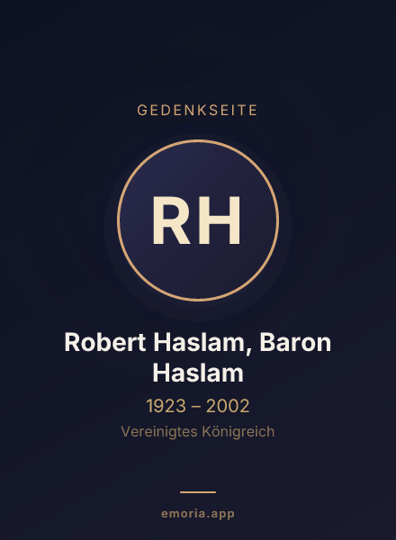Gedenkportrait von Robert Haslam, Baron Haslam