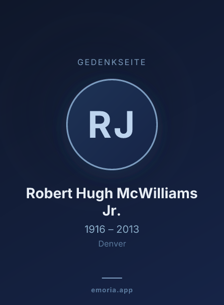 Gedenkportrait von Robert Hugh McWilliams Jr.
