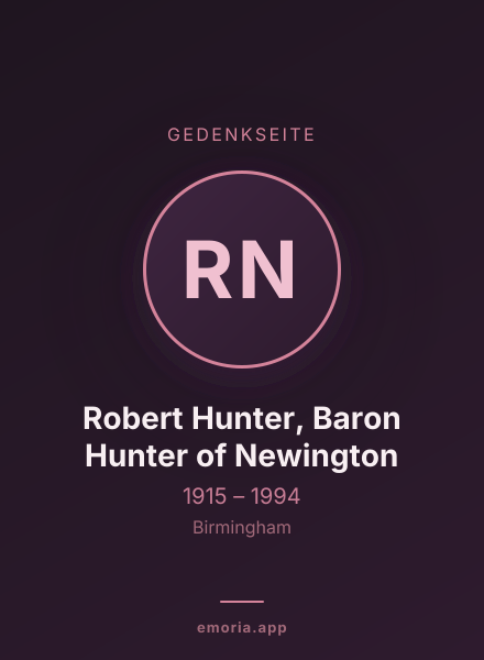 Gedenkportrait von Robert Hunter, Baron Hunter of Newington