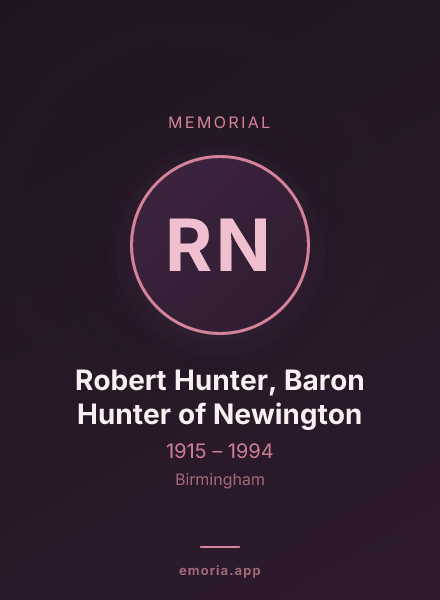 Memorial portrait of Robert Hunter, Baron Hunter of Newington