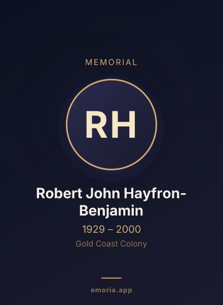 Memorial portrait of Robert John Hayfron-Benjamin