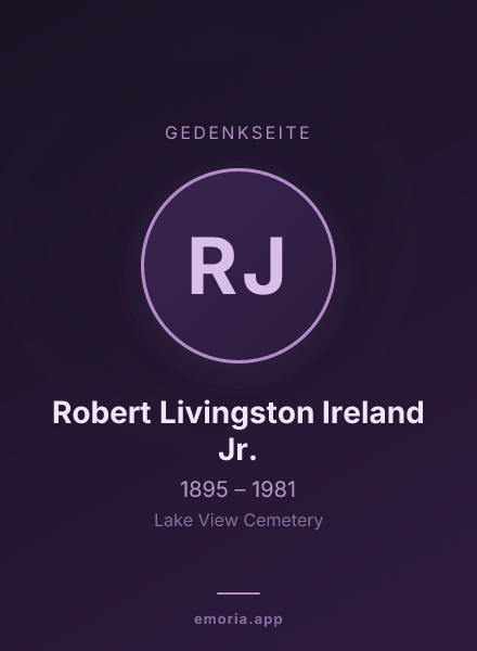 Gedenkportrait von Robert Livingston Ireland Jr.
