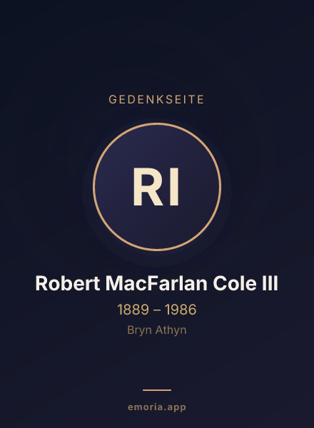 Gedenkportrait von Robert MacFarlan Cole III
