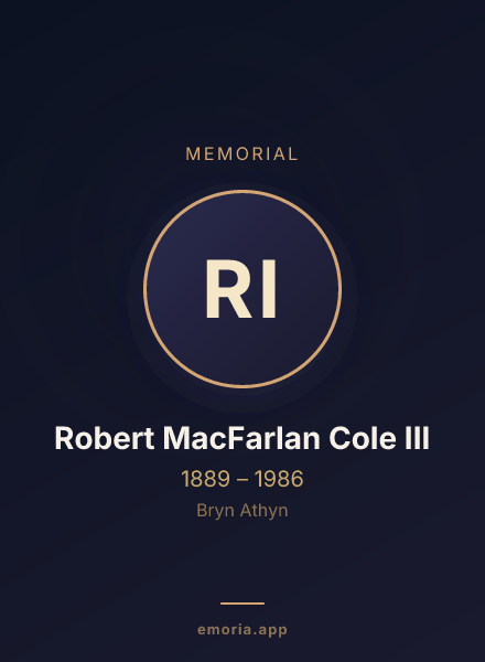 Memorial portrait of Robert MacFarlan Cole III