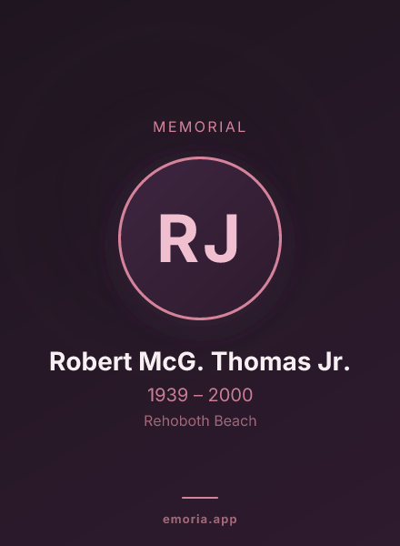 Memorial portrait of Robert McG. Thomas Jr.