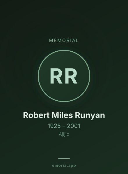 Memorial portrait of Robert Miles Runyan