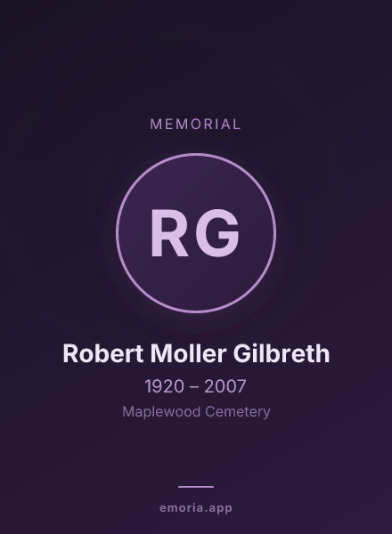 Memorial portrait of Robert Moller Gilbreth
