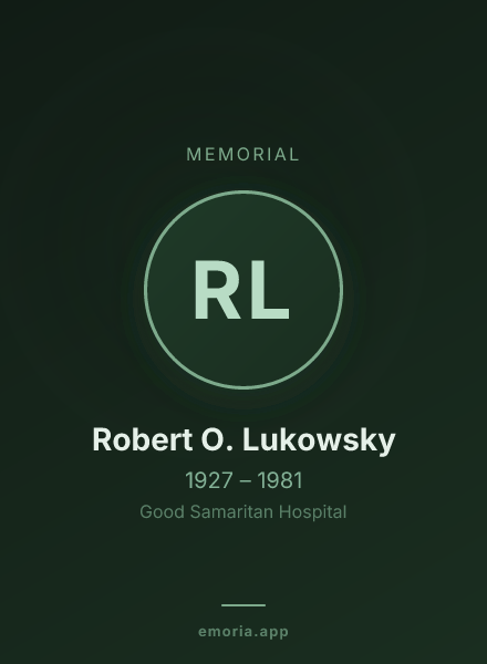 Memorial portrait of Robert O. Lukowsky