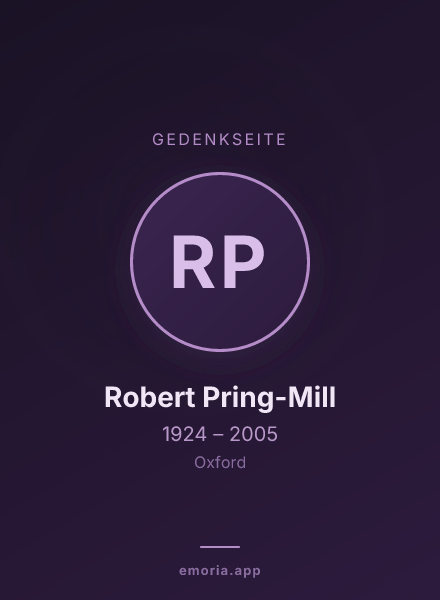 Gedenkportrait von Robert Pring-Mill