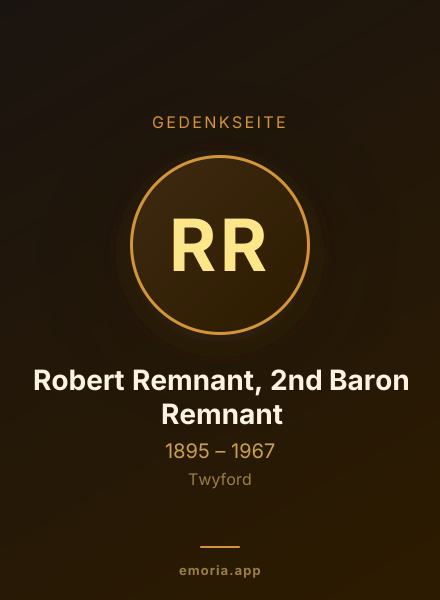 Gedenkportrait von Robert Remnant, 2nd Baron Remnant
