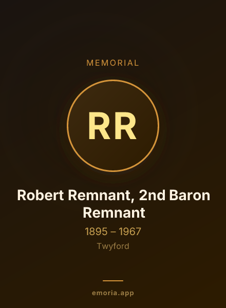 Memorial portrait of Robert Remnant, 2nd Baron Remnant