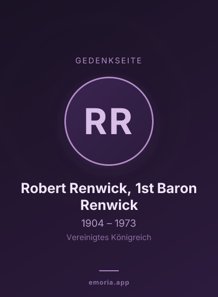 Gedenkportrait von Robert Renwick, 1st Baron Renwick