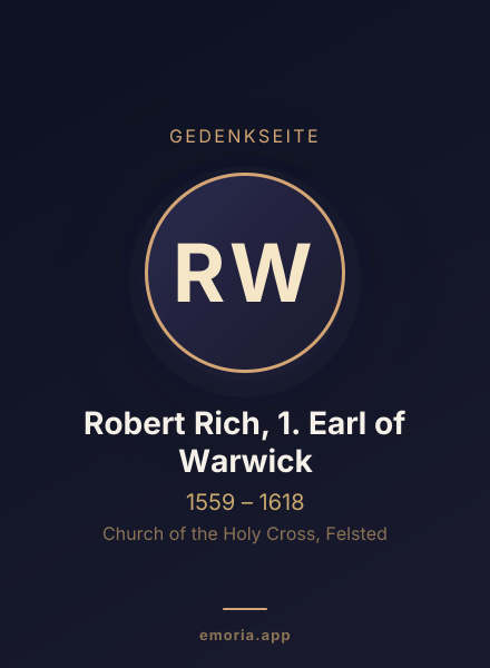 Gedenkportrait von Robert Rich, 1. Earl of Warwick