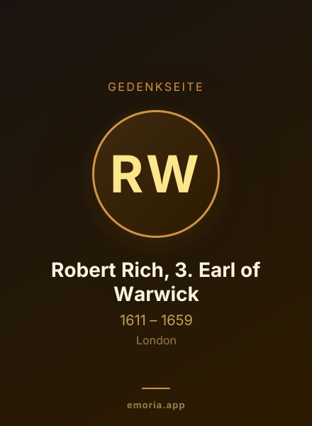 Gedenkportrait von Robert Rich, 3. Earl of Warwick