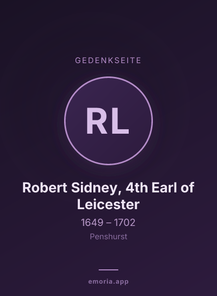 Gedenkportrait von Robert Sidney, 4th Earl of Leicester