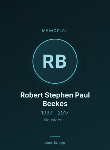 Memorial portrait of Robert Stephen Paul Beekes