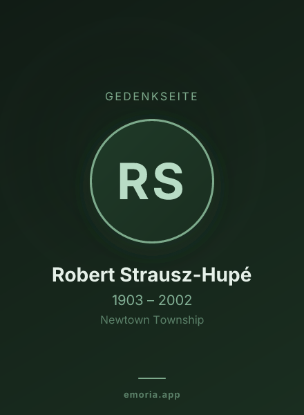 Gedenkportrait von Robert Strausz-Hupé