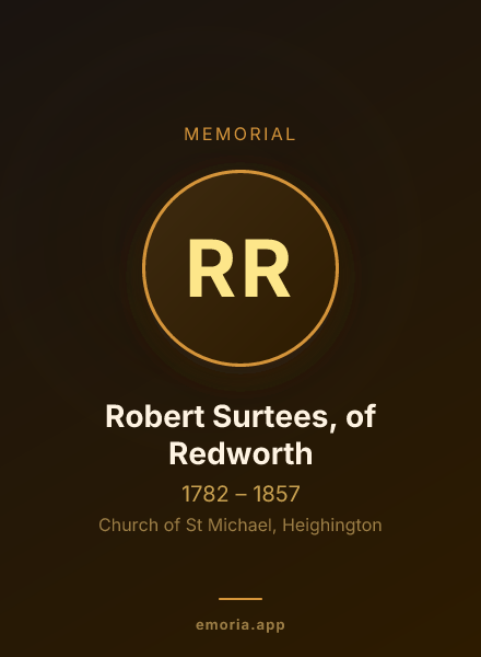 Memorial portrait of Robert Surtees, of Redworth