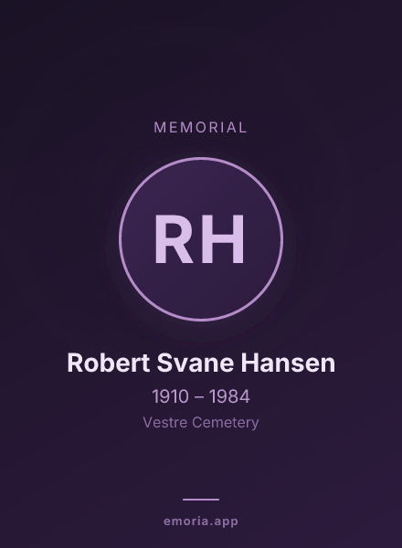 Memorial portrait of Robert Svane Hansen