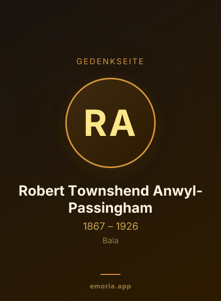 Gedenkportrait von Robert Townshend Anwyl-Passingham