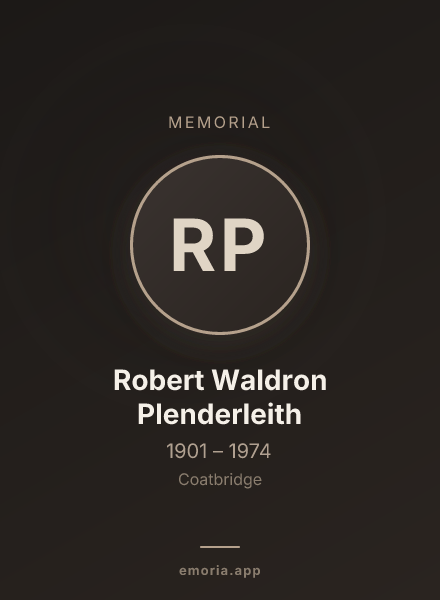 Memorial portrait of Robert Waldron Plenderleith