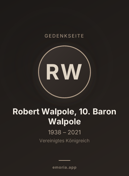 Gedenkportrait von Robert Walpole, 10. Baron Walpole