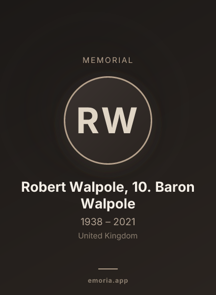 Memorial portrait of Robert Walpole, 10. Baron Walpole