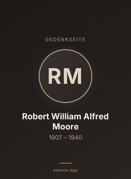 Gedenkportrait von Robert William Alfred Moore