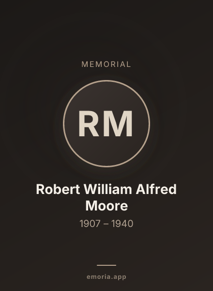 Memorial portrait of Robert William Alfred Moore