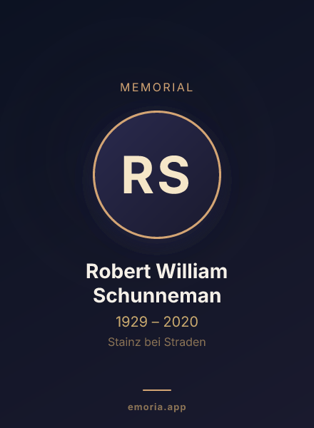 Memorial portrait of Robert William Schunneman