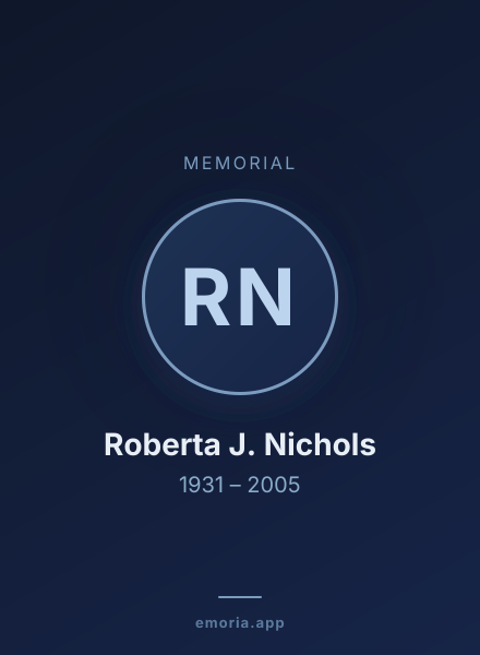 Memorial portrait of Roberta J. Nichols